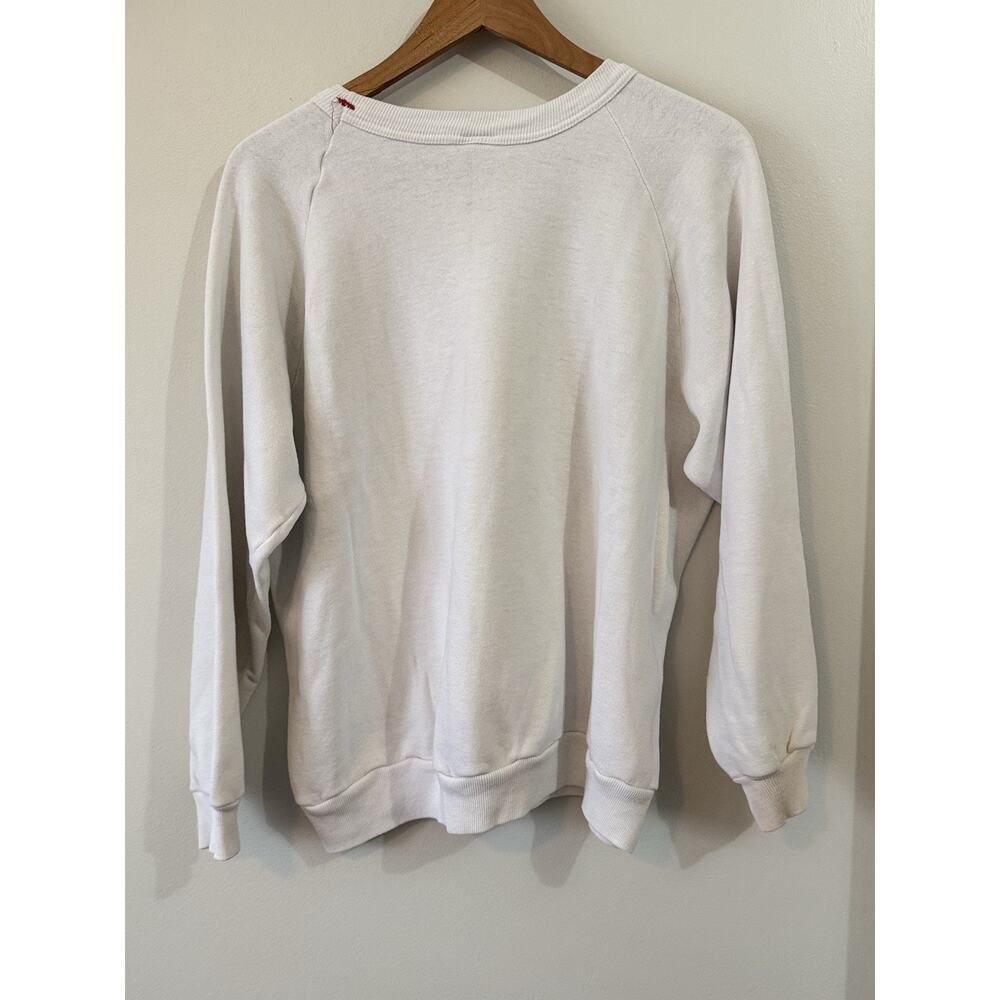 Vintage 90s Guess Jeans Sweatshirt White Blue Spell Out Cut Tag Measures A Lg/XL - Picture 4 of 7